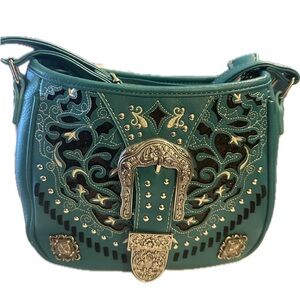 Elegant Teal Embroidered Women's Bag